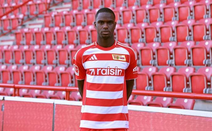 Ilyas Ansah; 1.FC Union Berlin FCU Fußball 1.BL Bundesliga Porträttermin Saison 2025 2026 Headshot, Porträt, Portrait, Vorstellung, Präsentation, Pressetermin, GER 19.08.25