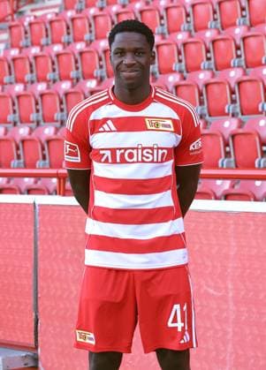 Osaro Ogbemudia; 1.FC Union Berlin FCU Fußball 1.BL Bundesliga Porträttermin Saison 2025 2026 Headshot, Porträt, Portrait, Vorstellung, Präsentation, Pressetermin, GER 19.08.25