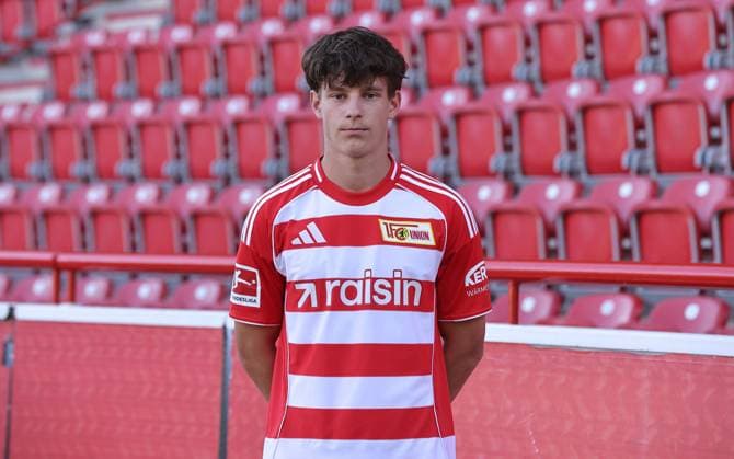 Andrik Markgraf; 1.FC Union Berlin FCU Fußball 1.BL Bundesliga Porträttermin Saison 2025 2026 Headshot, Porträt, Portrait, Vorstellung, Präsentation, Pressetermin, GER 19.08.25