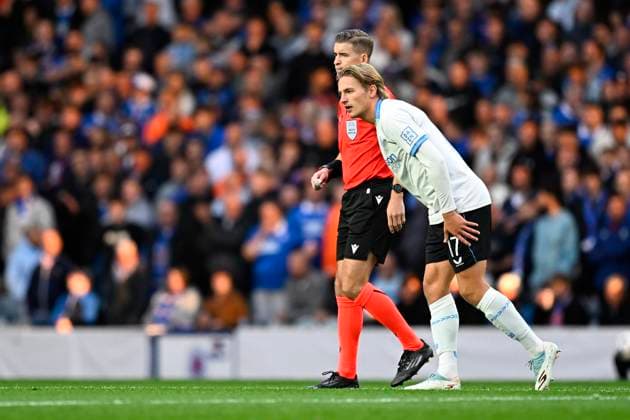Rangers FC v Club Brugge - UEFA Champions League GLASGOW, SCOTLAND - AUGUST 19 : Vermant Romeo forward of Club Brugge scores a goal during the UEFA Champions League 2025 26 play-off round first leg between Rangers FC and Club Brugge on August 19, 2025 in Glasgow, Scotland, 19 08 2025 Glasgow Scotland  Copyright: xTomasxSiskx
