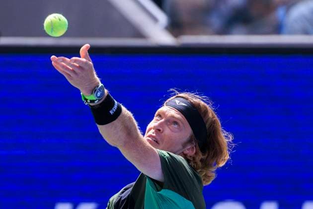 August 19, 2025, Flushing Meadows, New York, USA: Karolina Muchova and Andrey Rublev (in photo) during a mix doubles match against Venus Williams and Reilly Opelka at the 2025 US Open at USTA Billie Jean King National Tennis Center on Tuesday August 19, 2025 in the Flushing neighborhood of the Queens borough of New York City. JAVIER ROJAS PI Flushing Meadows USA - ZUMAp124 20250819_zaa_p124_018 Copyright: xJavierxRojasx