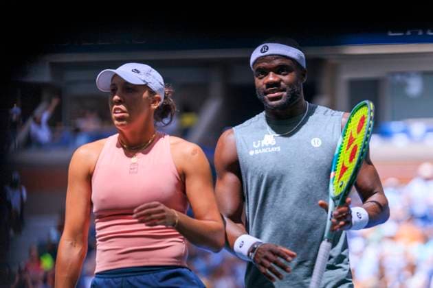 August 19, 2025, Flushing Meadows, New York, USA: Madison Keys and Frances Tiafoe during a mix doubles match against Iga Swiatek and Casper Ruud at the 2025 US Open at USTA Billie Jean King National Tennis Center on Tuesday August 19, 2025 in the Flushing neighborhood of the Queens borough of New York City. JAVIER ROJAS PI Flushing Meadows USA - ZUMAp124 20250819_zaa_p124_037 Copyright: xJavierxRojasx