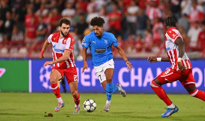 CRVENA ZVEZDA vs PAFOS CYPRUS JOAO CORREIA vs NAYAIR TIKNIZYAN Najair Tiknizjan football Champions league qualification match Crvena zvezda vs Pafosa Cyprus Rajko Mitic stadium, Belgrade 19.08.2025. Foto: FOOTBALL, CRVENA ZVEZDA, RED STAR, UEFA CHAMPIONS LEAGUE QUALIFICATIONS, PAFOS CYPRUS Belgrade Rajko Mitic stadium Serbia Copyright: xMarkoxMetlasx xMNxPressx