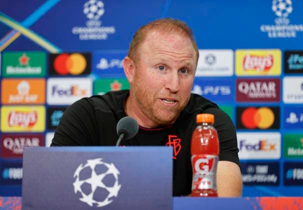 Basel, Switzerland - August 19, 2025: Play-offs UEFA Champions League press conference, PK, Pressekonferenz FCB Basel - FC Copenhagen with Swiss Chief Trainer Ludovic Magnin Play-offs UEFA Champions League in Basel