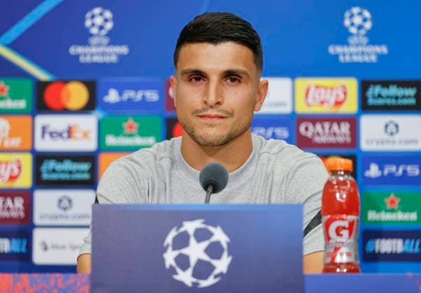 Basel, Switzerland - August 19, 2025: Play-offs UEFA Champions League press conference, PK, Pressekonferenz FCB Basel - FC Copenhagen with Norwegian Player Mohamed Amine Elyounoussi Play-offs UEFA Champions League in Basel