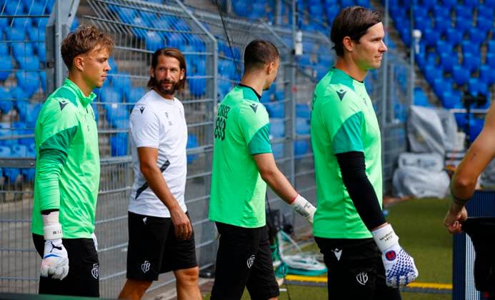 Basel, Switzerland - August 19, 2025: Play-offs UEFA Champions League press conference, PK, Pressekonferenz FCB Basel - FC Copenhagen and Training Session Play-offs UEFA Champions League in Basel