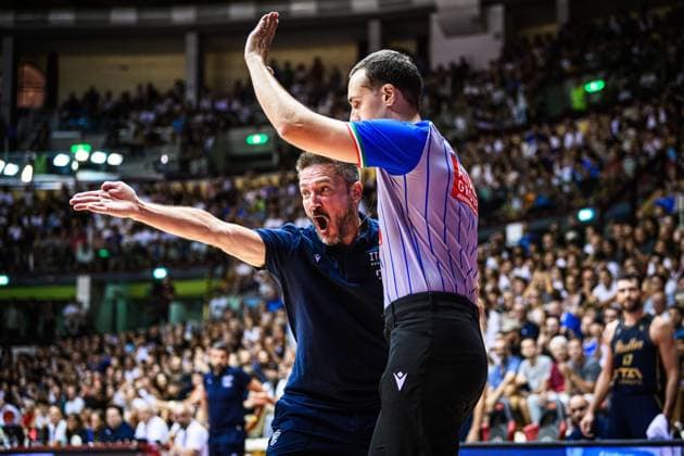 Gianmarco Pozzecco, Arbitro Nazionale Italiana Maschile Senior - Amichevole Italia Italy - Lettonia Latvia FIP 2025 Trieste, 09 08 2025 Foto M.Ceretti Ciamillo-Castoria Trieste  Copyright: xMassimoxCerettix
