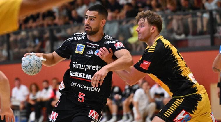 19.08.2025 - Handball - Saison 2025 2026 - Testspiel - Freundschaftsspiel : HC Erlangen HCE - Bregenz Handball - - xwoxzix - Milos Kos (5, HC Erlangen HCE ) Dian Ramic (57, Bregenz Handball )