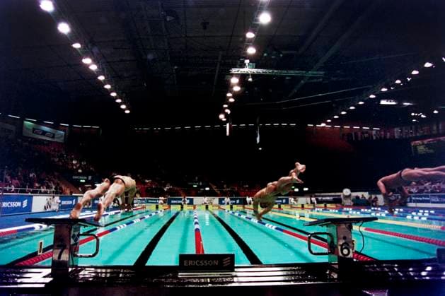 970420 Simning, VM, Kortbana: Översikt av arenan. *** 970420 Swimming, World Championships, Short Course Overview of the venue  Copyright: BILDBYRAN BB970420BB064