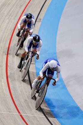 2025 UCI Junior Track World Championships Picture by Alex Whitehead SWpix.com - 20 08 2025 - Cycling - 2025 UCI Junior Track World Championships - Omnisport, Apeldoorn, Netherlands - Men Team Sprint Qualifying - Lin Yi Kuan (Chinese Taipei), Peng Cheng Kai (Chinese Taipei) , Xiao Sheng Yan (Chinese Taipei) Copyright: x xSWpix.comx(t axPhotographyxHubxLtd)xAlexxWhitehead SWpix.comx SWP-3030-0720