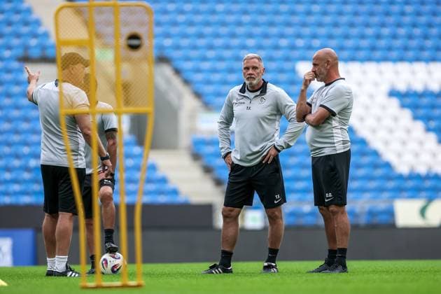 20.08.2025 POZNAN, BULGARSKA , ENEA STADION PILKA NOZNA (FOOTBALL), press conference, PK, Pressekonferenz AND TRAINING OF THE RKC GENK TEAM BEFORE THE MATCH AGAINST LECH POZNAN ( KONFERENCJA PRASOWA I TRENING ZESPOÅU RKC GENK PRZED MECZEM Z LECH POZNAN ) PLAY-OFFS UEFA EUROPA LIGA 2025 - 2026 N P THORSTEN FINK DOMENICO OLIVIERI FOTO JAKUB PIASECKI CYFRASPORT NEWSPIX.PL --- newspix.pl POLAND OUT! 