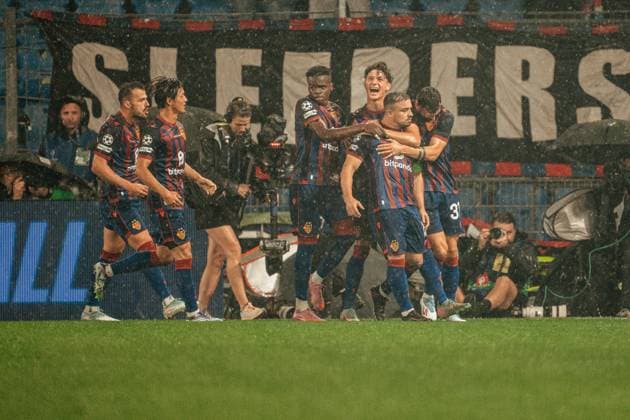 20.08.2025, Fussball, Herren, Champions League Playoffs, Saison 25-26, FC Basel vs FC Kopenhagen Xherdan Shaqiri (23 FC Basel) jubelt nach seinem Tor zum 1:0 St. Jakob-Park, Basel, Schweiz