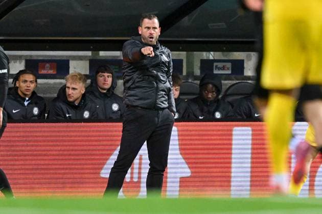 SOCCER - UEFA CL, Bodo vs Sturm FELDKIRCHEN,AUSTRIA,20.AUG.25 - SOCCER - UEFA Champions League, play off, FK Bodo Glimt vs SK Sturm Graz. Image shows head coach Juergen Saeumel (Sturm).  GEPAxpictures xAvnixRetkoceri