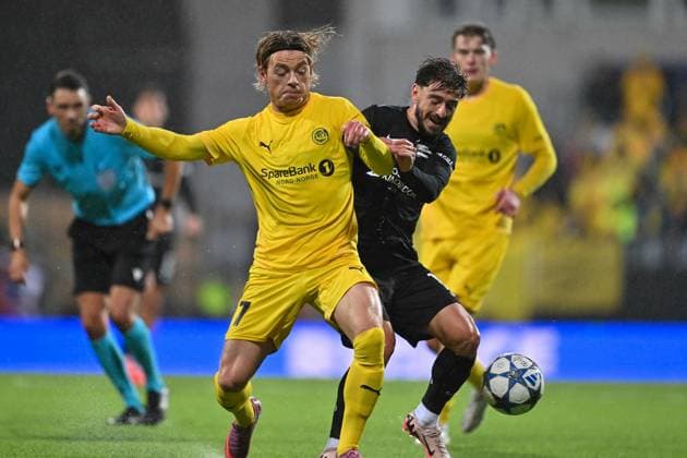 SOCCER - UEFA CL, Bodo vs Sturm FELDKIRCHEN,AUSTRIA,20.AUG.25 - SOCCER - UEFA Champions League, play off, FK Bodo Glimt vs SK Sturm Graz. Image shows Patrick Berg (Bodo Glimt) and Otar Kiteishvili (Sturm).  GEPAxpictures xAvnixRetkoceri