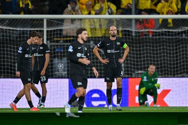 SOCCER - UEFA CL, Bodo vs Sturm BODO,NORWAY,20.AUG.25 - SOCCER - UEFA Champions League, play off, FK Bodo Glimt vs SK Sturm Graz. Image shows the disappointment of Sturm players.  GEPAxpictures xAvnixRetkoceri