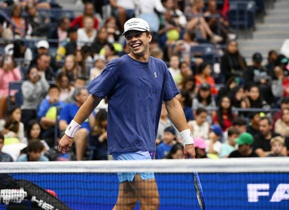 FLUSHING NY- AUGUST 20: Ben Shelton is seen during practice with Alejandro Davidovich Fokina on Arthur Ashe Stadium at the USTA Billie Jean King National Tennis Center on August 20, 2025 in Flushing Queens. Copyright: xmpi04x