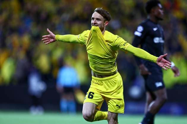 UEFA Champions League Playoff 2025 2026 Bodo Glimt Sturm Graz Bodo 20250820 Bodo Glimts Hakon Evjen celebrates his 4 0 goal during the UEFA Champions League Playoff match between Bodo Glimt and Sturm Graz at Aspmyra Stadium Photo Mats Torbergsen NTB Bodo Norway EDITORIAL USE ONLY RESTRICTED USE FOR BETTING COMPANIES  Copyright: xMatsxTorbergsenx xNTBx