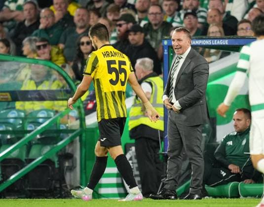 Celtic Manager Brendan Rodgers exchanges words with Valeri Gromyko of Kairat Almaty Celtic v Kairat Almaty, UEFA Champions League, Play-Off Round, First Leg, Football, Celtic Park, Glasgow, Scotland, UK - 20 Aug 2025Glasgow Celtic Park Scotland United Kingdom EDITORIAL USE ONLY No use with unauthorised audio, video, data, fixture lists, club league logos or live services. Online in-match use limited to 120 images, no video emulation. No use in betting, games or single club league player publications. Copyright: xStuartxWallace Shutterstockx 15446684ch