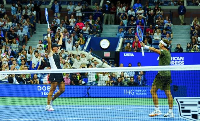 Iga Swiatek and Casper Ruud celebrate their mixed doubles semi-final win over Jack Draper and Jessica Pegula 2025 US Open, Wednesday Previews, USTA Billie Jean King National Tennis Center, New York, USA - 20 Aug 2025New York USTA Billie Jean King National T New York (NY) United States of America  Copyright: xJavierxGarcia Shutterstockx 15448690a