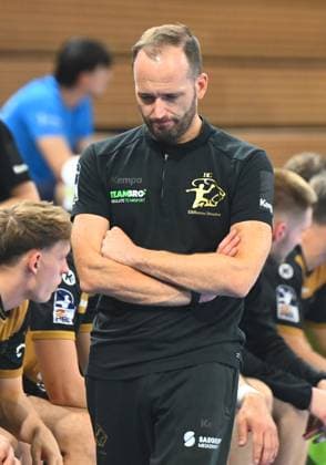 Trainer Andre Haber (Dresden), HC Elbflorenz Dresden gegen Talent Plzen (Pilsen, CZE), Testspiel, Freundschaftsspiel, Vorbereitungsspiel, Handball, 2. Liga der Männer, 2. Bundesliga, Saison 2025 2026, Dresden, BallsportARENA Dresden, 20.08.2025,