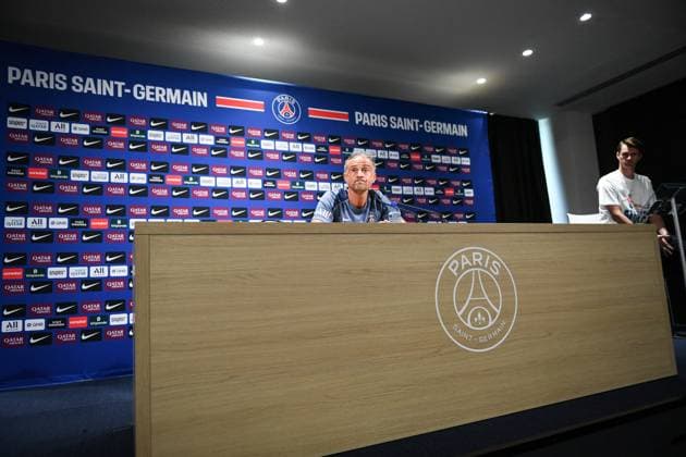 PSG presser before facing ANGERS SCO - FA Paris Saint-Germain’s head coach Luis Enrique speaks during a press conference, PK, Pressekonferenz following a training session at the PSG Campus on August 21, 2025, before the French L1 football match between Paris Saint-Germain and Angers SCO at the Parc des Princes stadium in Paris on August 22, 2025. Photo by Firas Abdullah ABACAPRESS.COM Paris Île-de-France France  Copyright: xAbdullahxFiras ABACAx