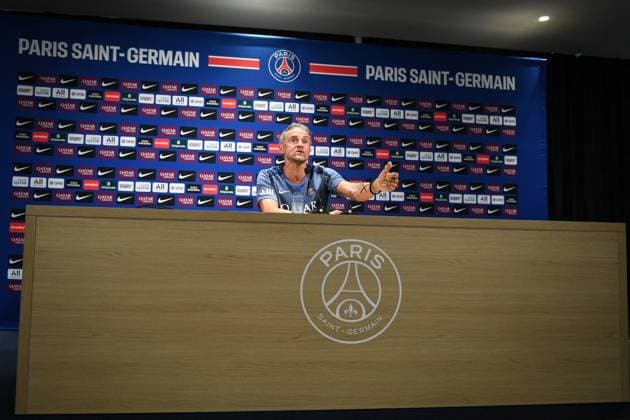 PSG presser before facing ANGERS SCO - FA Paris Saint-Germain’s head coach Luis Enrique speaks during a press conference, PK, Pressekonferenz following a training session at the PSG Campus on August 21, 2025, before the French L1 football match between Paris Saint-Germain and Angers SCO at the Parc des Princes stadium in Paris on August 22, 2025. Photo by Firas Abdullah ABACAPRESS.COM Paris Île-de-France France  Copyright: xAbdullahxFiras ABACAx
