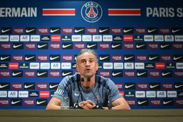 PSG presser before facing ANGERS SCO - FA Paris Saint-Germain’s head coach Luis Enrique speaks during a press conference, PK, Pressekonferenz following a training session at the PSG Campus on August 21, 2025, before the French L1 football match between Paris Saint-Germain and Angers SCO at the Parc des Princes stadium in Paris on August 22, 2025. Photo by Firas Abdullah ABACAPRESS.COM Paris Île-de-France France  Copyright: xAbdullahxFiras ABACAx