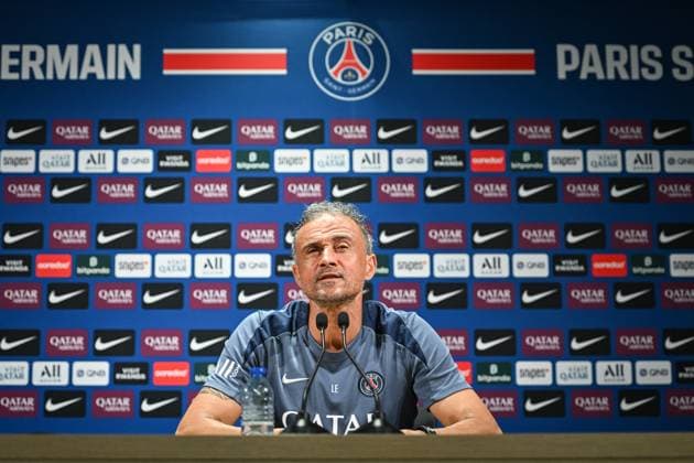PSG presser before facing ANGERS SCO - FA Paris Saint-Germain’s head coach Luis Enrique speaks during a press conference, PK, Pressekonferenz following a training session at the PSG Campus on August 21, 2025, before the French L1 football match between Paris Saint-Germain and Angers SCO at the Parc des Princes stadium in Paris on August 22, 2025. Photo by Firas Abdullah ABACAPRESS.COM Paris Île-de-France France  Copyright: xAbdullahxFiras ABACAx
