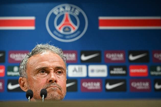 PSG presser before facing ANGERS SCO - FA Paris Saint-Germain’s head coach Luis Enrique speaks during a press conference, PK, Pressekonferenz following a training session at the PSG Campus on August 21, 2025, before the French L1 football match between Paris Saint-Germain and Angers SCO at the Parc des Princes stadium in Paris on August 22, 2025. Photo by Firas Abdullah ABACAPRESS.COM Paris Île-de-France France  Copyright: xAbdullahxFiras ABACAx