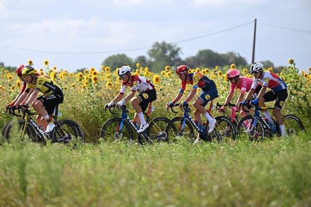 Belgian Julien Vermote of Team Visma-Lease a Bike, Latvian Toms Skujins of Lidl-Trek and German Tim Torn Teutenberg of Lidl-Trek pictured in action during the second stage of the Renewi Tour multi-stage cycling race, from Blankenberge to Ardooie (169,4 km) on Thursday 21 August 2025. The five-day race takes place in Belgium and the Netherlands. DAVIDxPINTENS  x131762784x