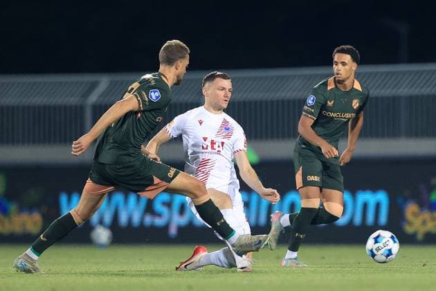 MOSTAR, 21-08-2025, Stadium Bijeli Brijeg, UEFA Football Europa League play off match season 2025 2026 between Zrinjski and FC Utrecht. Picture shows Mostar player Antonio Ivancic and Zrinjski - Utrecht  x30602814x Copyright: