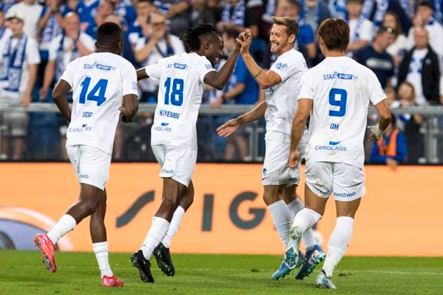 Lech Poznan v Genk - UEFA Europa League POZNAN, POLAND - AUGUST 21 : goal scored by Hrosovsky Patrik midfielder of KRC Genk pictured during the UEFA Europa League 2025 26 Play-offs1st leg between Lech Poznan and KRC Genk on August 21, 2025 in Poznan, Poland 21 08 2025 Poznan Poland  Copyright: xAdamxCiereszkox