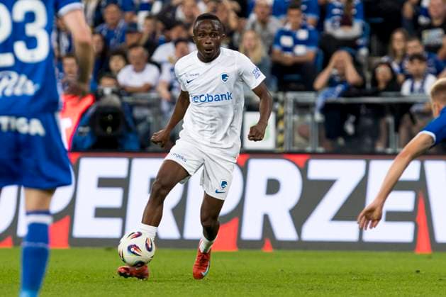 Lech Poznan v Genk - UEFA Europa League POZNAN, POLAND - AUGUST 21 : Sor Yira midfielder of KRC Genk pictured during the UEFA Europa League 2025 26 Play-offs1st leg between Lech Poznan and KRC Genk on August 21, 2025 in Poznan, Poland 21 08 2025 Poznan Poland  Copyright: xAdamxCiereszkox