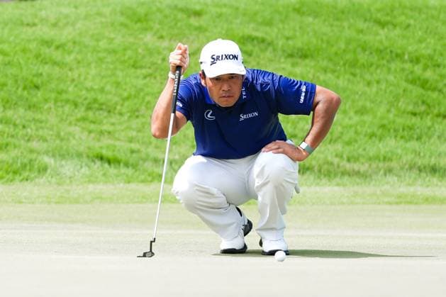 August 21, 2025, Atlanta, Georgia, USA: Hideki Matsuyama (JPN) lines up a putt on the 1st green during the first round of the 2025 TOUR Championship at East Lake Golf Club. Atlanta USA - ZUMAw109 20250821_fap_w109_033 Copyright: xDebbyxWongx