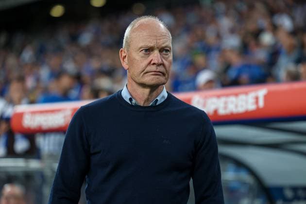 POLAND OUT !!! 2025.08.21 Poznan Pilka nozna 4 Runda Eliminacji Liga Europy Lech Poznan - KRC Genk N z Trener Lecha Niels Frederiksen Foto Pawel Jaskolka PressFocus 2025.08.21 Poznan Football 4th Qualifying Round UEFA Europa League Lech Poznan - KRC Genk Credit: Pawel Jaskolka PressFocus NEWSPIX.PL --- newspix.pl 