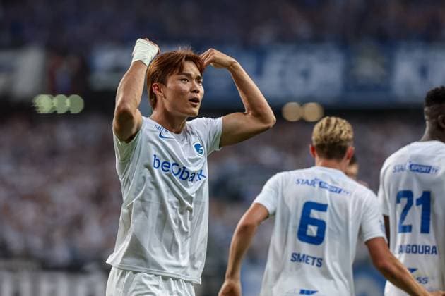 POLAND OUT !!! 2025.08.21 Poznan Pilka nozna 4 Runda Eliminacji Liga Europy Lech Poznan - KRC Genk N z Hyeongyu Oh gol radosc bramka goal celebration Foto Pawel Jaskolka PressFocus 2025.08.21 Poznan Football 4th Qualifying Round UEFA Europa League Lech Poznan - KRC Genk Credit: Pawel Jaskolka PressFocus NEWSPIX.PL --- newspix.pl 
