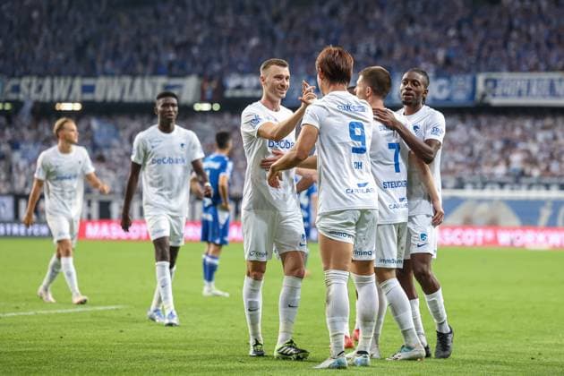 POLAND OUT !!! 2025.08.21 Poznan Pilka nozna 4 Runda Eliminacji Liga Europy Lech Poznan - KRC Genk N z Hyeongyu Oh gol radosc bramka goal celebration Foto Pawel Jaskolka PressFocus 2025.08.21 Poznan Football 4th Qualifying Round UEFA Europa League Lech Poznan - KRC Genk Credit: Pawel Jaskolka PressFocus NEWSPIX.PL --- newspix.pl 