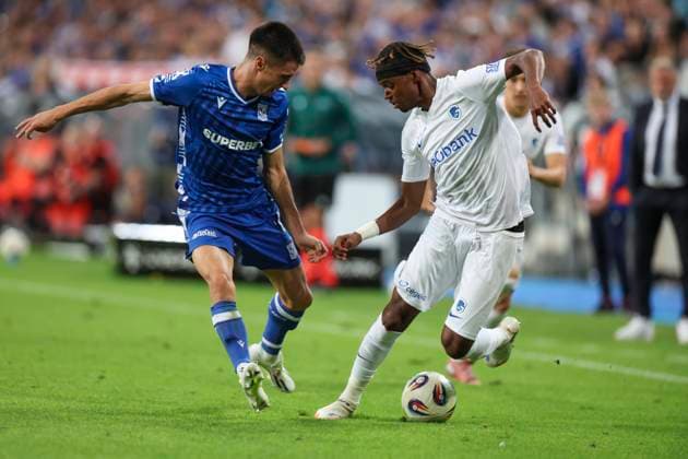 Lech Poznan vs KRC Genk - UEFA Europa League Joao Moutinho, Noah Adedeji-Sternberg during UEFA Europa League play-off match between Lech Poznan and KRC Genk at Poznan Stadium in Poznan,Poland on August 21, 2025 Poznan Poland  Copyright: xAndrzejxIwanczukx originalFilename:iwanczuk-lechpozn250821_npnuG.jpg