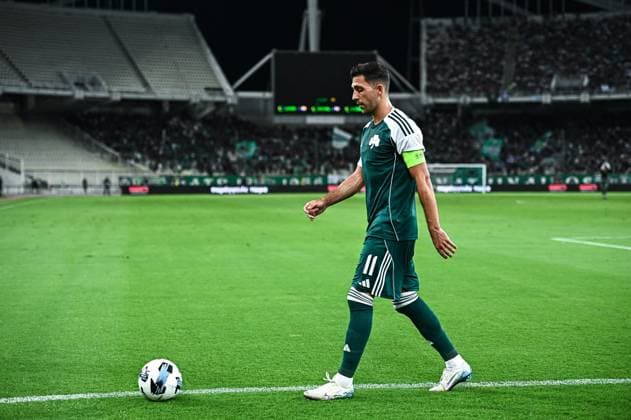 CALCIO - UEFA Europa League - Panathinaikos vs Samsunspor 11 Tasos Bakasetas of Panathinaikos plays during the Europa League, Play-offs, 1st leg match between Panathinaikos and Samsunspor at OAKA Stadium on August 21, 2025, in Athens, Greece. Athens Greece  Copyright: xIPAxSport ABACAx