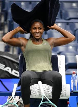 FLUSHING NY- AUGUST 21: Coco Gauff is seen on the practice court on Arthur Ashe Stadium at the USTA Billie Jean King National Tennis Center on August 21, 2025 in Flushing Queens. Copyright: xmpi04x