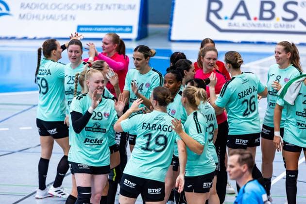 21.08.2025, GER, Handball, Frauen, Saison 2025 2026, 1.BL Alsco Frauen Handball Bundesliga, Testspiel, Thueringer HC - BSV Sachsen Zwickau Johanna Reichert (Thueringer HC,29) Luca Farago (Thueringer HC,19) 99974 Mühlhausen Goermar Görmar-Halle Thüringen Deutschland