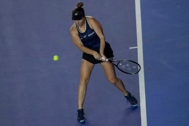 August 21, 2025, Monterrey, Nuevo Leon, Mexico: Linda Noskova (CZE) in action against Yekaterina AleksoÂ¡ndrova (RUS) during their match at the Monterrey Open WTA, Tennis Damen 500. Monterrey Mexico - ZUMAo125 0831114270st Copyright: xAntonioxOjedax