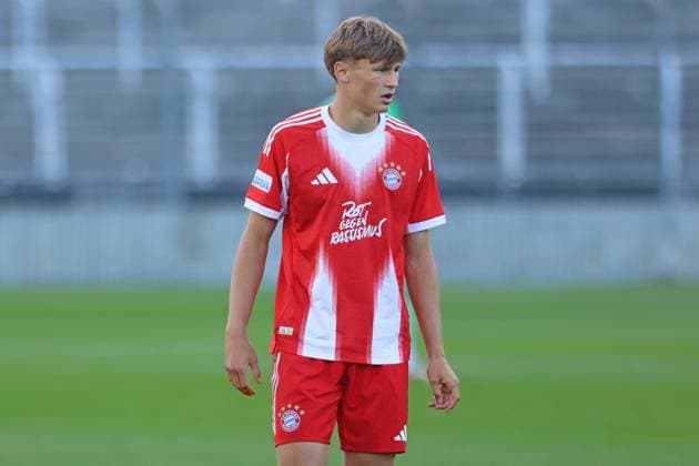 Magnus Dalpiaz (FCB II) Portraet, Portrait, Fussball Regionaliga Bayern FC Bayern Muenchen II - TSV Buchbach Gruenwalderstadion 01.08.2025 FOTO: Mladen Lackovic
