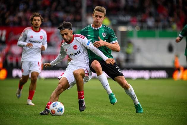MUNSTER, GERMANY - 22 AUGUST, 2025: Jano ter Horst, Berkay Yilmaz, The football match of 2.Bundesliga SC Preussen Munster 1. FC Nurnberg at LVM-Preussenstadion  Copyright: xVITALIIxKLIUIEVx