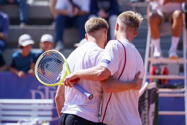ATP50 Challenger Schwaben Open, Augsburg, 22.08.2025 Cedrik-Marcel Stebe (GER; Germany) und Zdenek Kolar (CZE; Czech Republic) nach dem Match ATP50 Challenger Schwaben Open, Augsburg, 22.08.2025 Copyright: xBEAUTIFULxSPORTSx Pajonkx