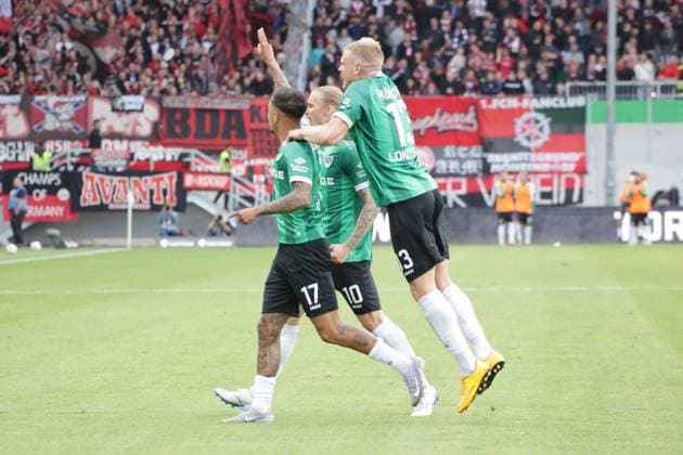 22.08.2025, xgrfx, Fussball 2.Bundesliga, Preußen Münster - 1.FC Nürnberg v.l. Tor, Oliver Batista Meier (Preußen Münster) (DFL DFB REGULATIONS PROHIBIT ANY USE OF PHOTOGRAPHS as IMAGE SEQUENCES and or QUASI-VIDEO) Münster