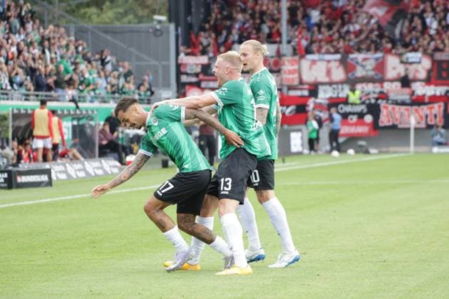 22.08.2025, xgrfx, Fussball 2.Bundesliga, Preußen Münster - 1.FC Nürnberg v.l. Tor, Oliver Batista Meier (Preußen Münster) (DFL DFB REGULATIONS PROHIBIT ANY USE OF PHOTOGRAPHS as IMAGE SEQUENCES and or QUASI-VIDEO) Münster