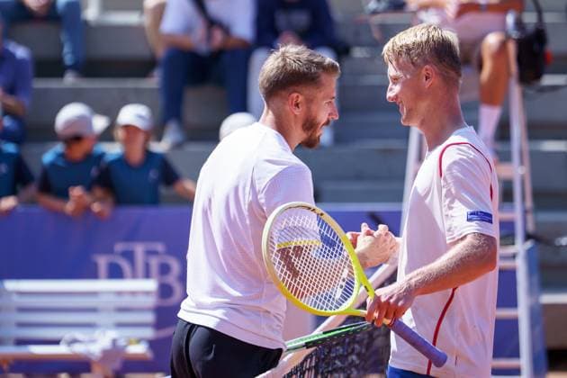 ATP50 Challenger Schwaben Open, Augsburg, 22.08.2025 Cedrik-Marcel Stebe (GER; Germany) und Zdenek Kolar (CZE; Czech Republic) nach dem Match ATP50 Challenger Schwaben Open, Augsburg, 22.08.2025 Copyright: xBEAUTIFULxSPORTSx Pajonkx