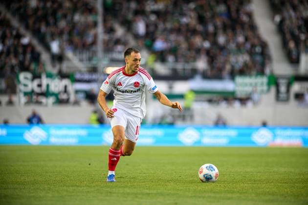 MUNSTER, GERMANY - 22 AUGUST, 2025: Julian Justvan, The football match of 2.Bundesliga SC Preussen Munster 1. FC Nurnberg at LVM-Preussenstadion  Copyright: xVITALIIxKLIUIEVx