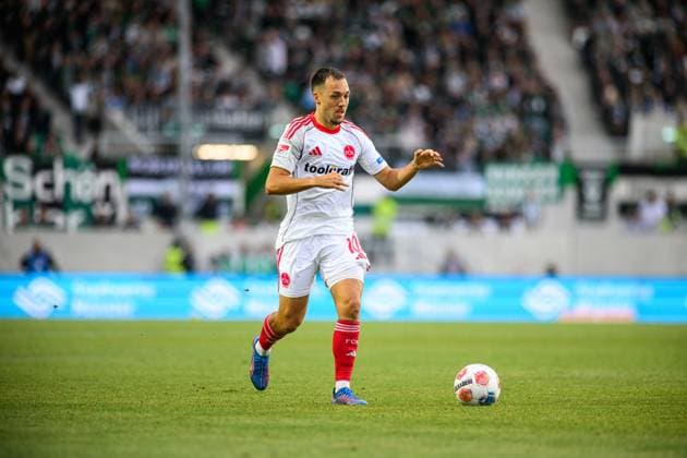 MUNSTER, GERMANY - 22 AUGUST, 2025: Julian Justvan, The football match of 2.Bundesliga SC Preussen Munster 1. FC Nurnberg at LVM-Preussenstadion  Copyright: xVITALIIxKLIUIEVx